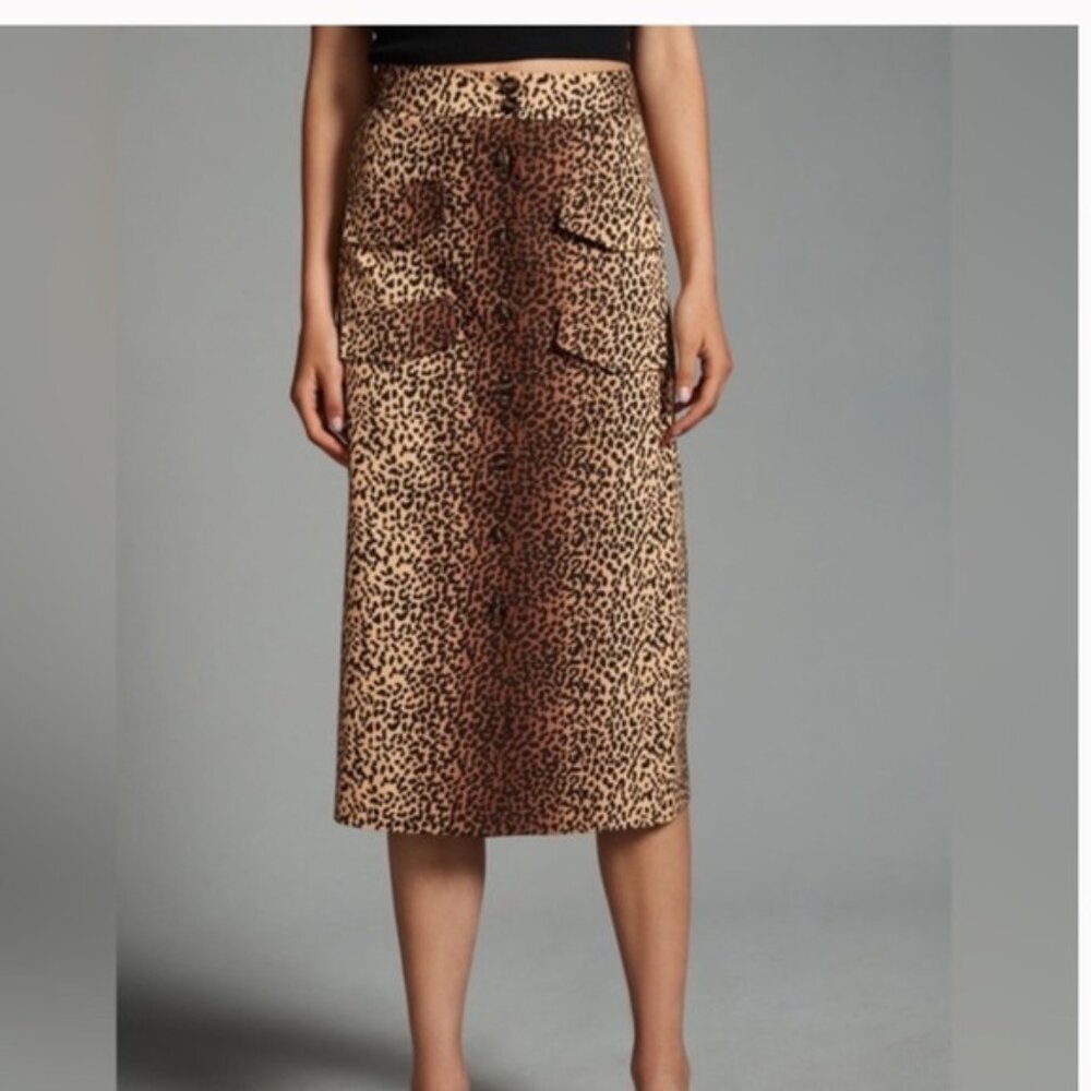 Mare Mare x Anthropologie Midi Pencil Skirt w/Animal Print- Size S